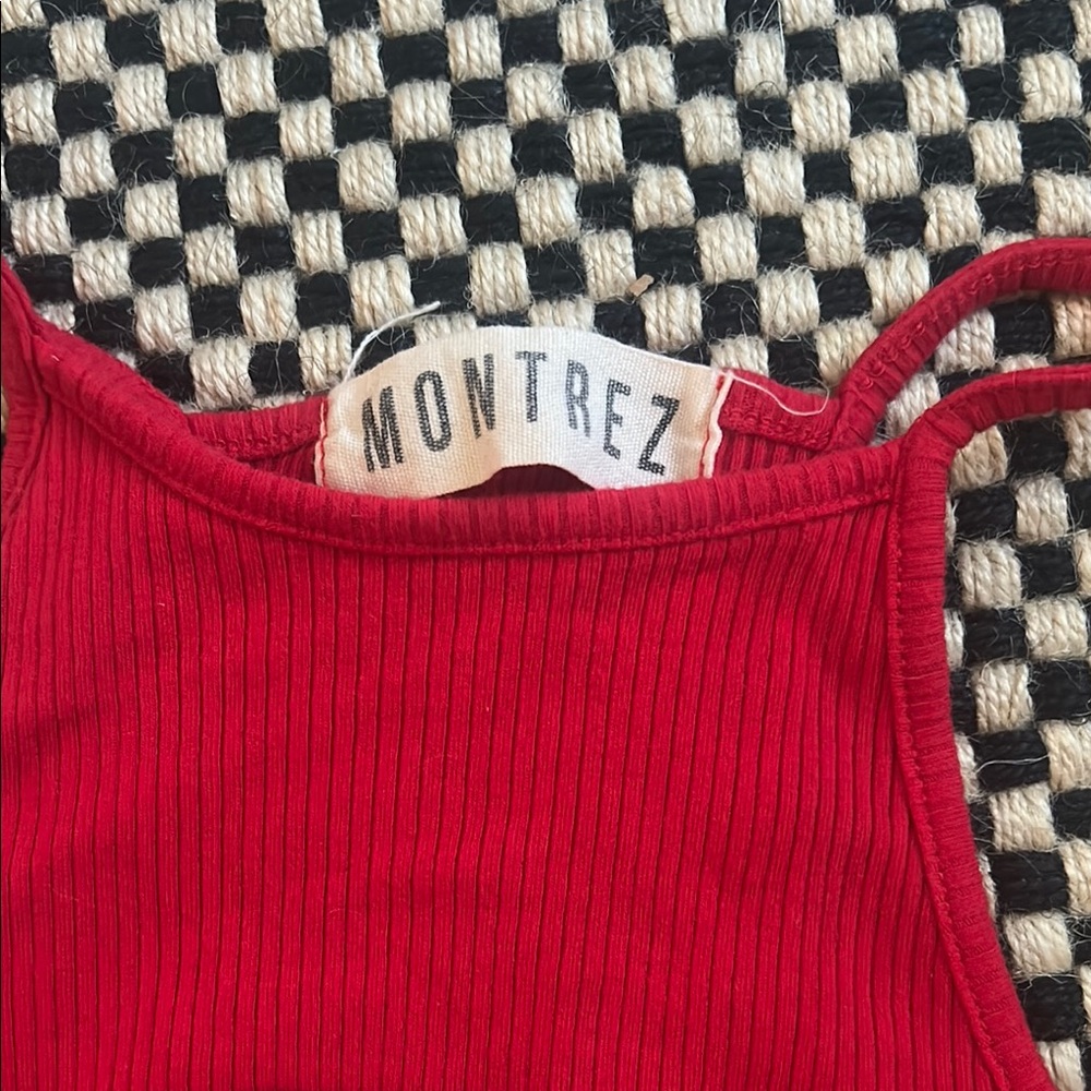 Red Ribbed Tank Top - Picture 2 of 3